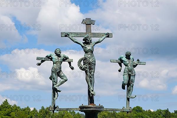 Swedish cross, crucifixion group at the entrance to Mainau Island