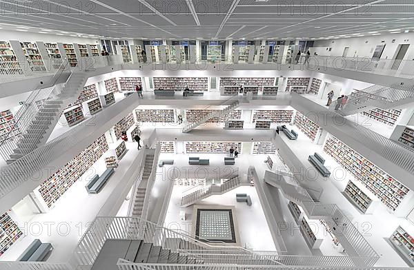 Students in the modern library, architecture