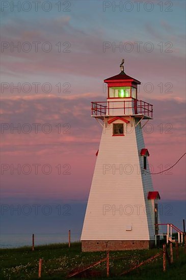 Cape Tryon Lighthouse at dusk, Prince Edward Island