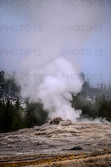 Old Faithful geyser in Upper Geyser Basin, Yellowstone National Park