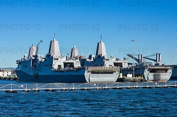 Warship in the harbor of San Diego, California