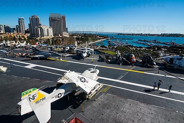 Overlook over San Diego, California from the Air carrier museum USS Midway