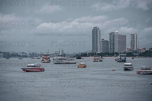 Boats and Ships and Hotels in Central Pattaya Beach, Pattaya City