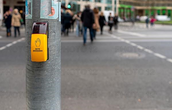 Touch sensor for pedestrians on a traffic light pole, Berlin