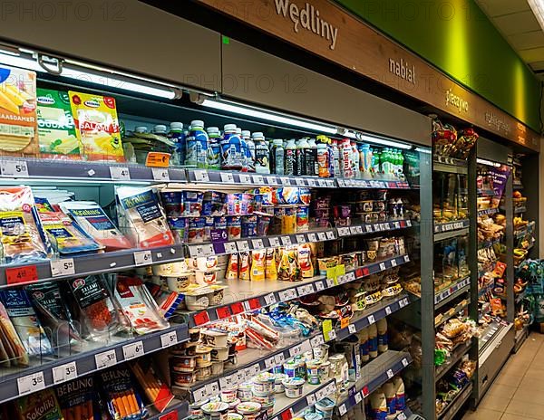 Shelves with food in a Polish Spaeti, Gdansk