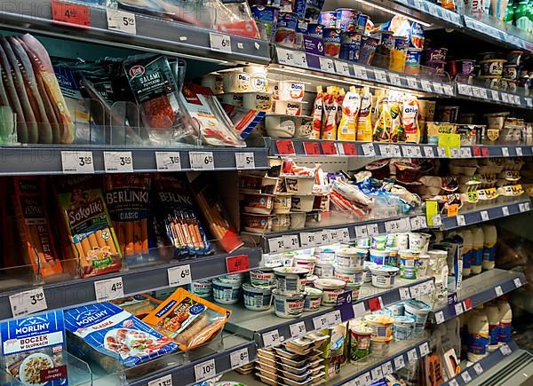 Shelves with food in a Polish Spaeti, Gdansk