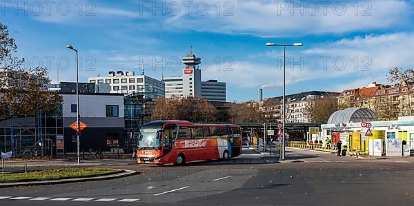 Coach at the exit of the bus station at Messedamm, Berlin