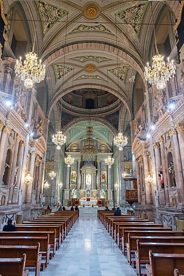 Interior of the Templo de San Francisco, Unesco site Queretaro