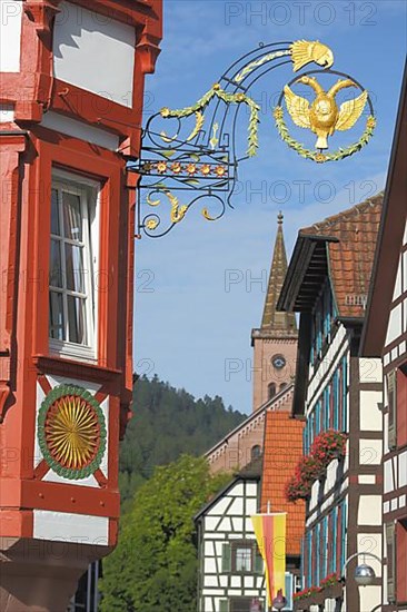 Nose sign on the half-timbered house Herrenherberg in main street, Schiltach