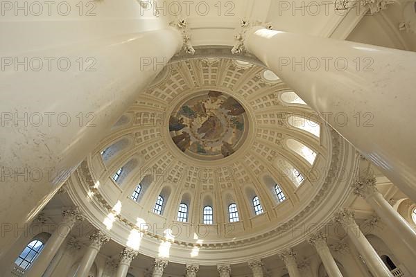 Dome with ceiling painting and columns from the Early Classicism Cathedral in St. Blasien, Southern Black Forest