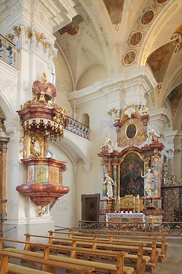 Pulpit in the baroque monastery of St. Peter, Upper Black Forest