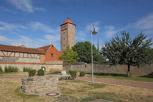 View of historic Moenchsturm in Hammelburg, Lower Franconia