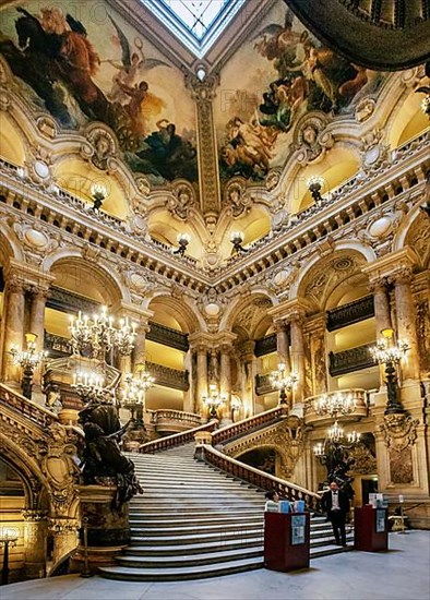 Staircase in the Opera Garnier at the Palais Garnier, Paris