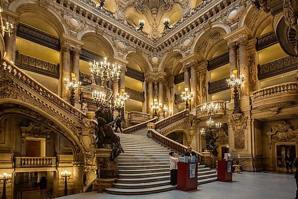 Staircase in the Opera Garnier at the Palais Garnier, Paris