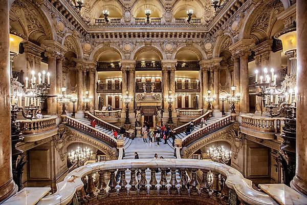 Staircase in the Opera Garnier at the Palais Garnier, Paris