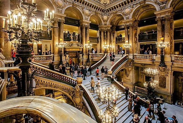 Staircase in the Opera Garnier at the Palais Garnier, Paris