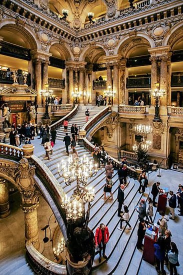 Staircase in the Opera Garnier at the Palais Garnier, Paris