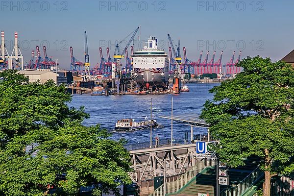 Cruise ship Aurora in dry dock on the Elbe in the port of Hamburg, Hamburg