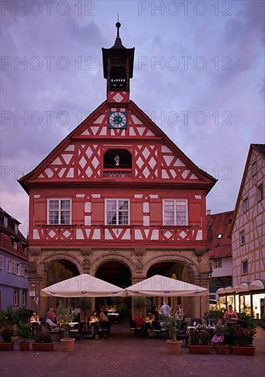 Restaurant in front of historic town hall, market place