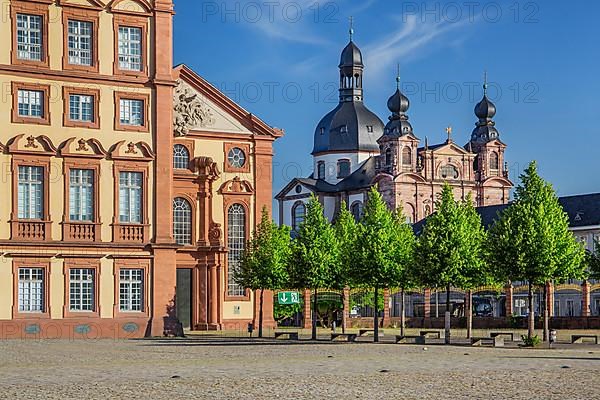 North wing of the Residence Palace at the Court of Honour with Jesuit Church, Mannheim