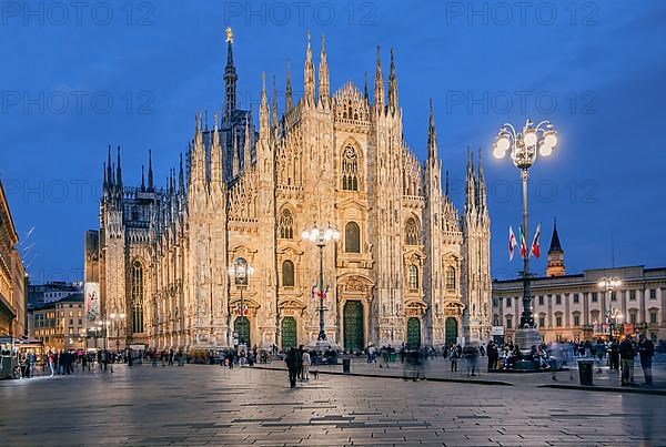 Piazza del Duomo, Cathedral Square with Cathedral at dusk