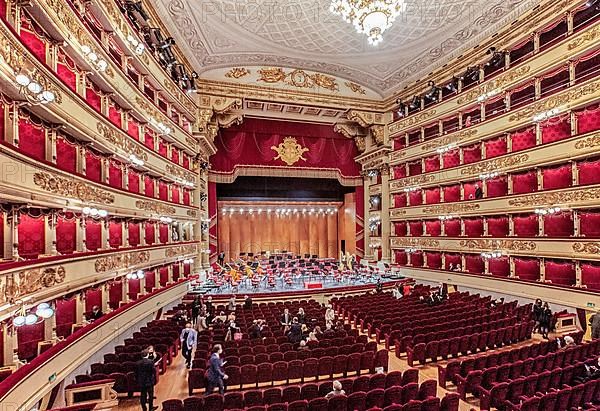 Auditorium, hall with stage at La Scala
