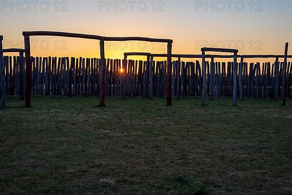 Sunrise at the Poemmelte ring sanctuary, prehistoric circular ditch