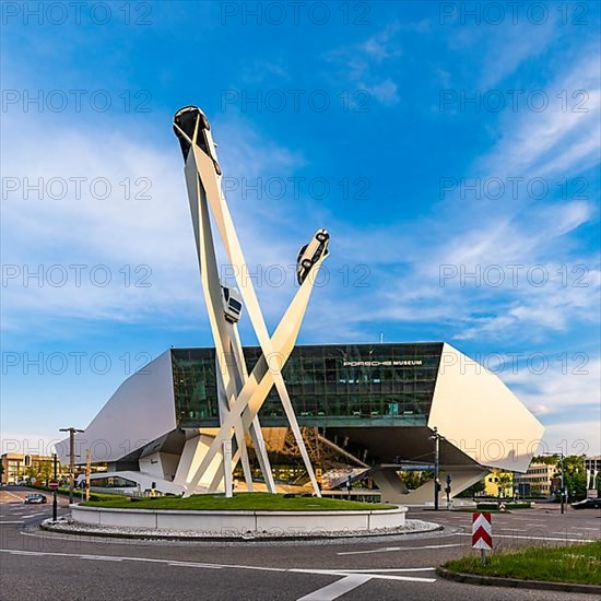 Sculpture Inspiration 911 in front of the Porsche Museum in Stuttgart-Zuffenhausen, Stuttgart