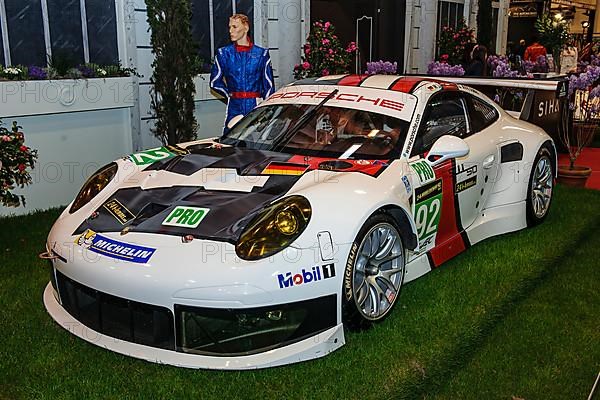 Historic racing car for motorsport Porsche 911 RSR Le Mans 2013, Techno Classica trade fair