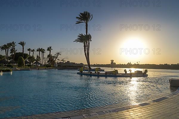 Sunset, infinity pool