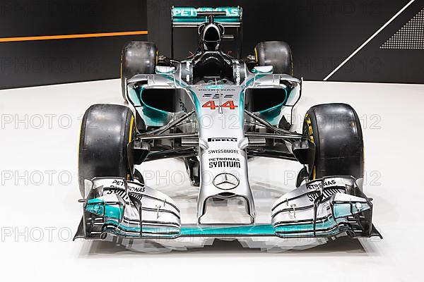 Historic F1 Formula 1 Mercedes W08 Silver Arrow AMG Petronas Motorsport racing car of Lewis Hamilton, Messe Techno Classica