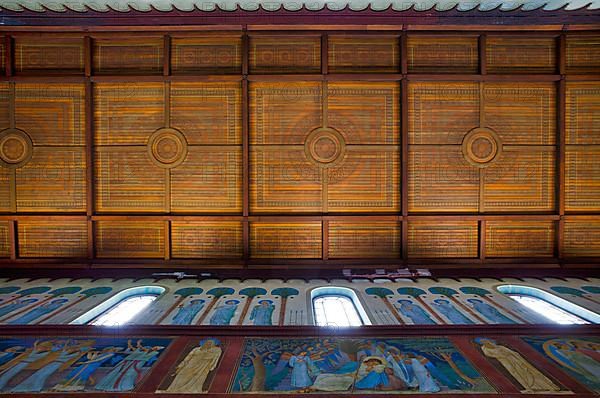 Wooden ceiling of the abbey church, St. Hildegard Abbey