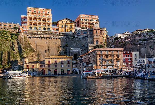 Rock terrace above the harbour bay Marina Piccola with the Grandhotel Excelsior Vittoria, Sorrento