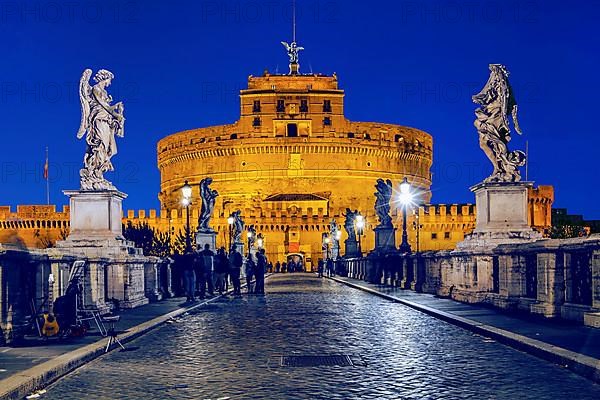 Bridge of Angels and Castel Sant'Angelo by night, Rome