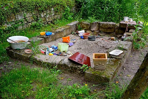 Nature garden with sandpit