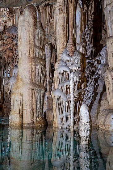 Lake with stalactites in the Katerloch stalactite cave