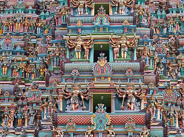 Sculptures on Hindu temple gopura