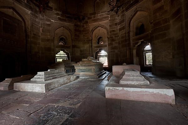 Sarcophagi in Isa Khan Tomb in Humayun's Tomb Complex. Delhi