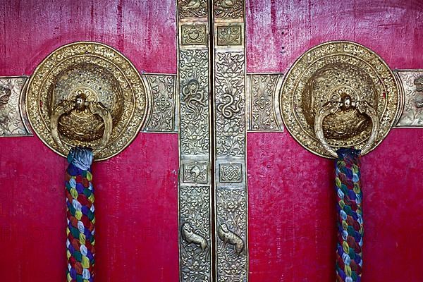 Door handles on gates of Ki monastry. Spiti Valley