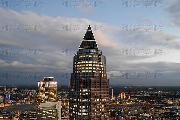 Circa November 2019: Incredible Aerial Close Up View of Messeturm in Frankfurt am Main