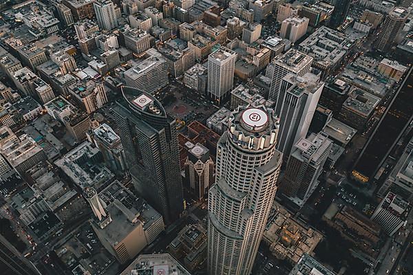 Circa November 2019: SpectacularAerial Drone Shot of Downtown Los Angeles