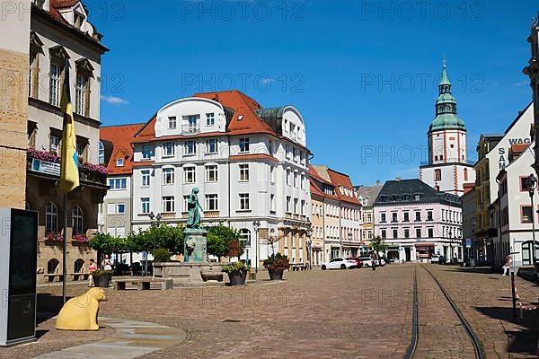 Obermarkt with Schlegelbrunnen and St Nicolei Church