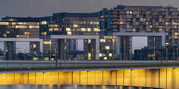 Severinsbruecke and Rheinauhafen with crane houses