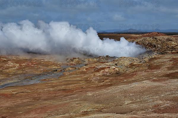 Escaping steam in the Gunnahver high-temperature area on the south-western tip of the Reykjanes peninsula