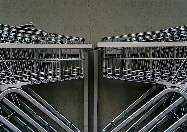 Shopping trolley in waiting position