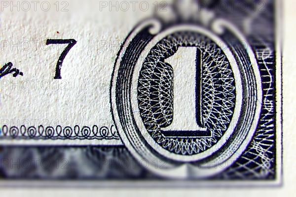 Macro of one dollar note strongly enlarged with special effect Tilt Shift