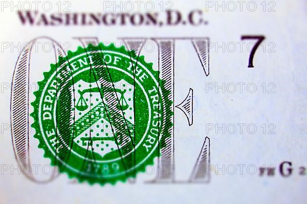 Macro of one dollar note strongly enlarged with special effect Tilt Shift