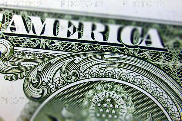 Macro of one dollar note strongly enlarged with special effect Tilt Shift