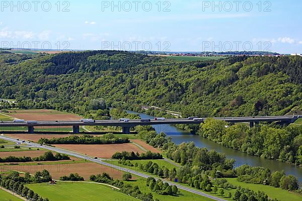 Scenic view from the potato tower in Randersacker with a view of the A3. Randersacker