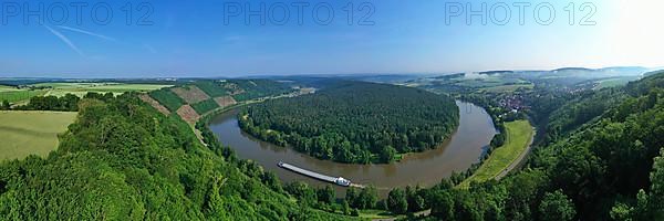 Aerial view Panorama of the Mainschleife near Wertheim